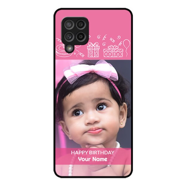 Galaxy M42 5G Photo Printing on Glass Case - with Birthday Line Art Design Galaxy M42 5G Photo Printing on Glass Case - with Birthday Line Art Design
