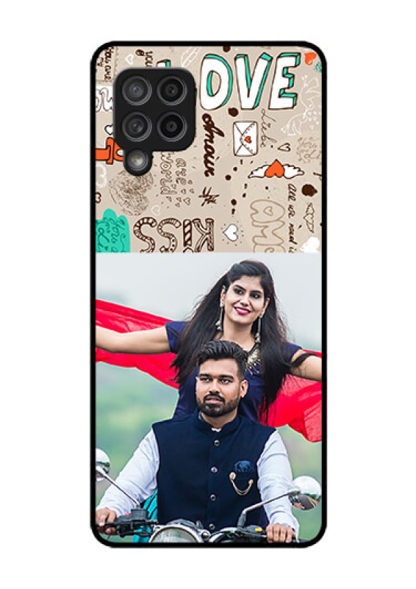 Galaxy M42 5G Custom Glass Phone Case - Love Doodle Pattern 