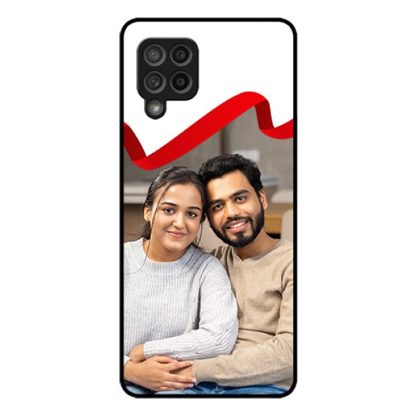 Galaxy M42 5G Photo Printing on Glass Case - Red Ribbon Frame Design