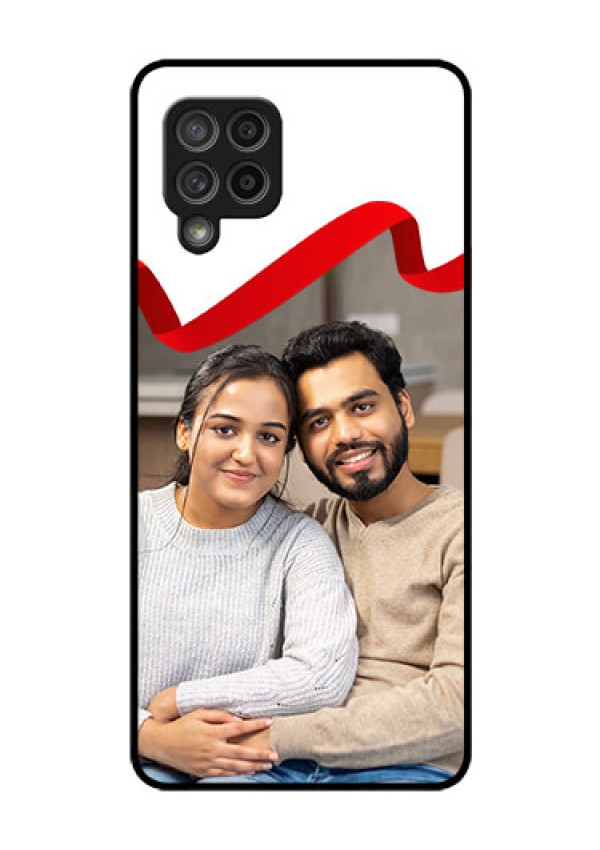 Galaxy M42 5G Photo Printing on Glass Case - Red Ribbon Frame Design