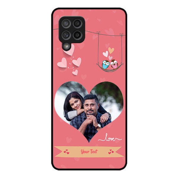 Galaxy M42 5G Personalized Glass Phone Case - Peach Color Love Design 
