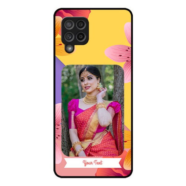 Galaxy M42 5G Custom Glass Mobile Case - 3 Image With Vintage Floral Design