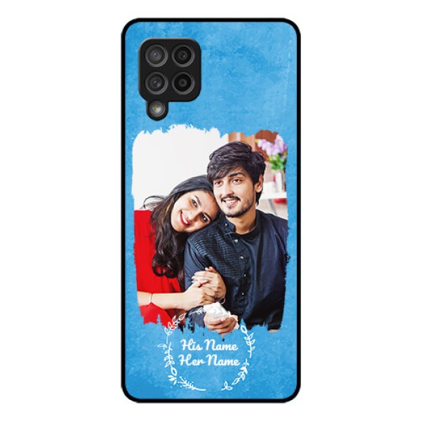 Galaxy M42 5G Custom Glass Phone Case - Blue Color Vintage Design
