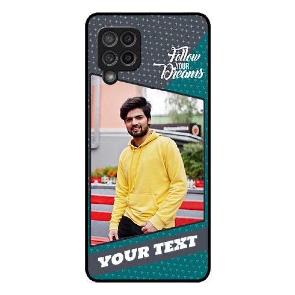 Galaxy M42 5G Personalized Glass Phone Case - Background Pattern Design with Quote Galaxy M42 5G Personalized Glass Phone Case - Background Pattern Design with Quote