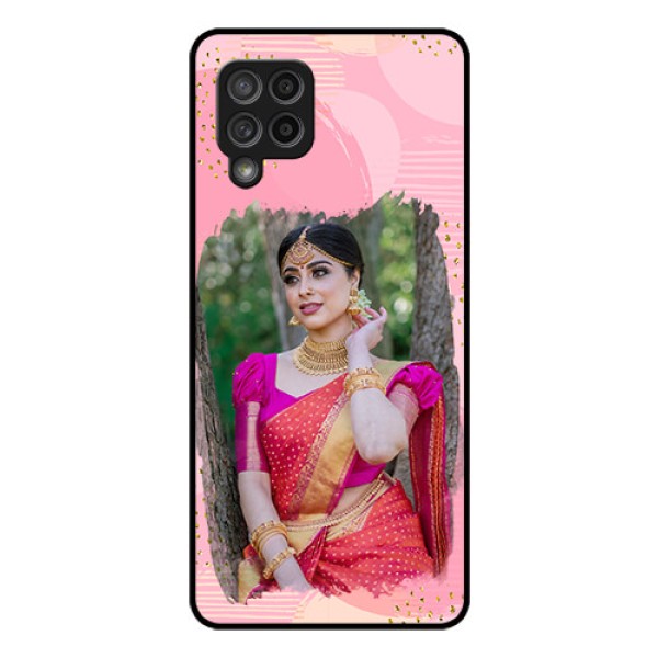Galaxy M42 5G Personalized Glass Phone Case - Gold Glitter Splash Design Galaxy M42 5G Personalized Glass Phone Case - Gold Glitter Splash Design
