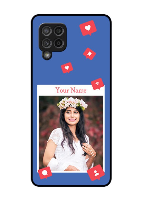 Galaxy M42 5G Custom Glass Phone Case - Like Share And Comment Design