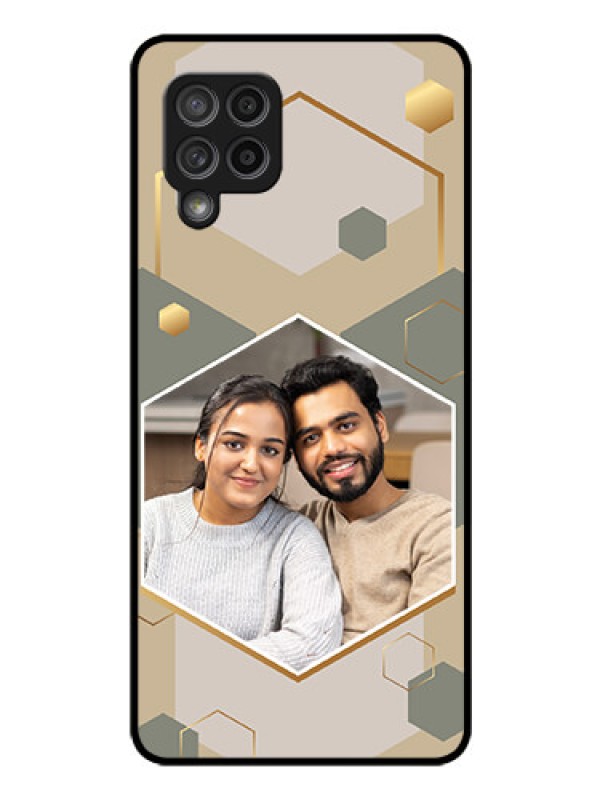 Custom Galaxy M42 5G Photo Printing on Glass Case - Stylish Hexagon Pattern Design