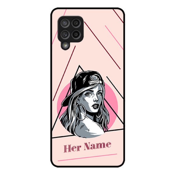 Galaxy M42 5G Personalized Glass Phone Case - Rockstar Girl Design