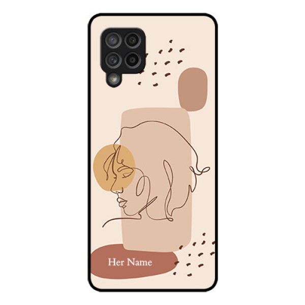 Galaxy M42 5G Photo Printing on Glass Case - Calm Woman line art Design Galaxy M42 5G Photo Printing on Glass Case - Calm Woman line art Design