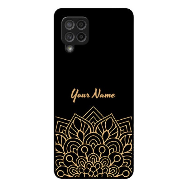 Galaxy M42 5G Custom Glass Phone Case - Golden mandala Design