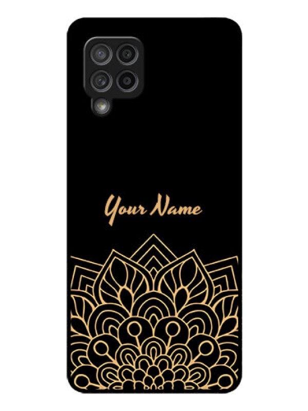 Custom Galaxy M42 5G Custom Glass Phone Case - Golden mandala Design
