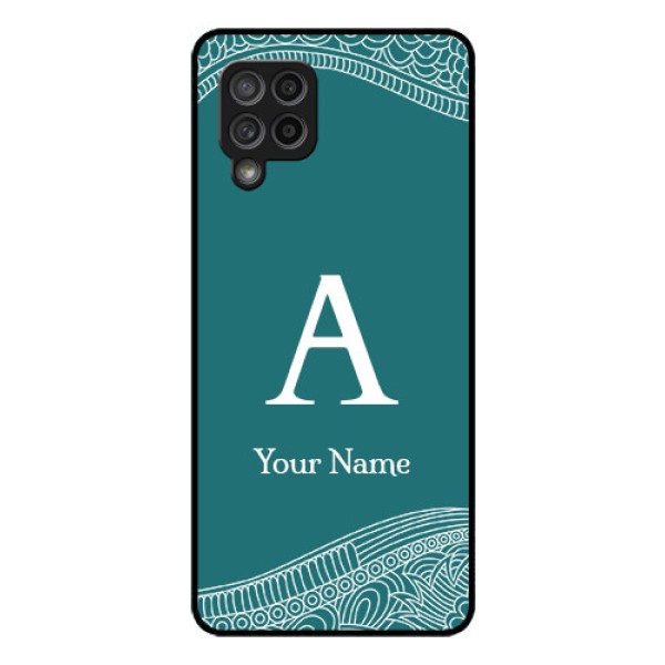 Galaxy M42 5G Personalized Glass Phone Case - line art pattern with custom name Design Galaxy M42 5G Personalized Glass Phone Case - line art pattern with custom name Design