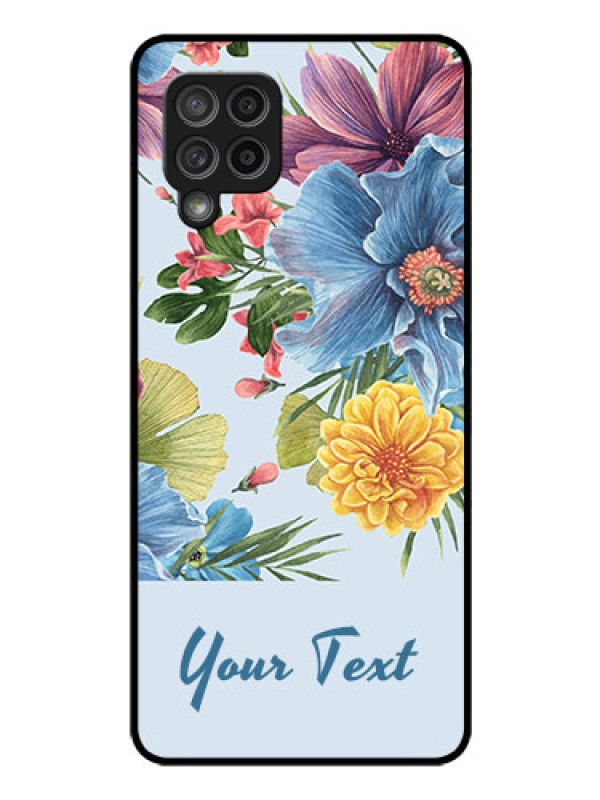 Custom Galaxy M42 5G Custom Glass Mobile Case - Stunning Watercolored Flowers Painting Design