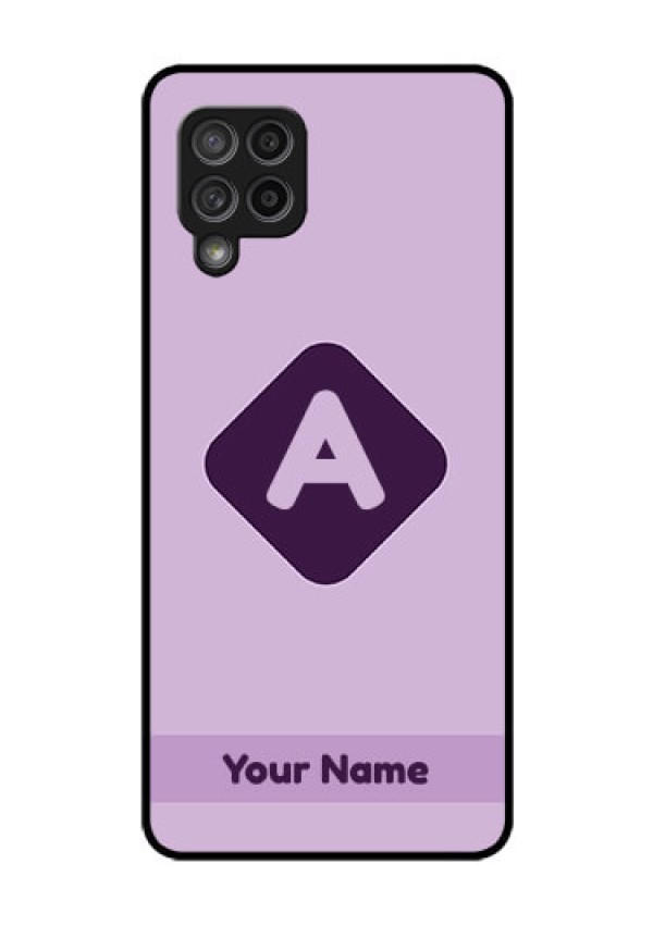 Galaxy M42 5G Custom Glass Mobile Case - Custom Letter in curved badge Design