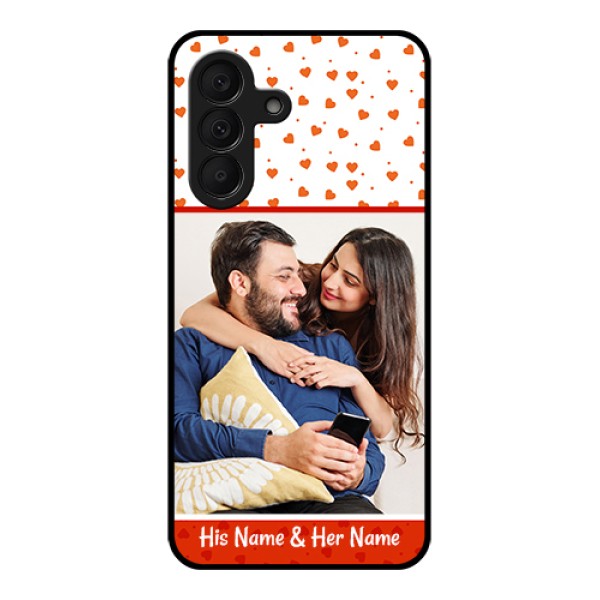 Samsung Galaxy M47 5G Custom Glass Phone Case - Orange Love Symbol Design Samsung Galaxy M47 5G Custom Glass Phone Case - Orange Love Symbol Design