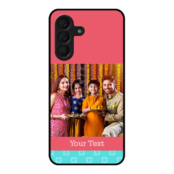 Samsung Galaxy M47 5G Custom Glass Phone Case - Peach & Blue Color Design Samsung Galaxy M47 5G Custom Glass Phone Case - Peach & Blue Color Design
