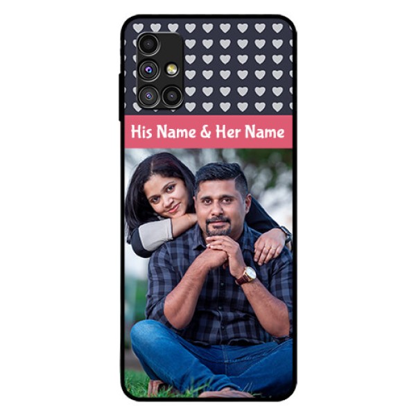 Galaxy M51 Custom Glass Mobile Case - Love Symbols Design Galaxy M51 Custom Glass Mobile Case - Love Symbols Design