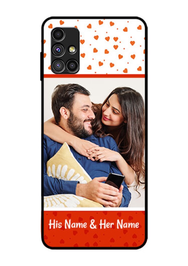 Galaxy M51 Custom Glass Phone Case  - Orange Love Symbol Design
