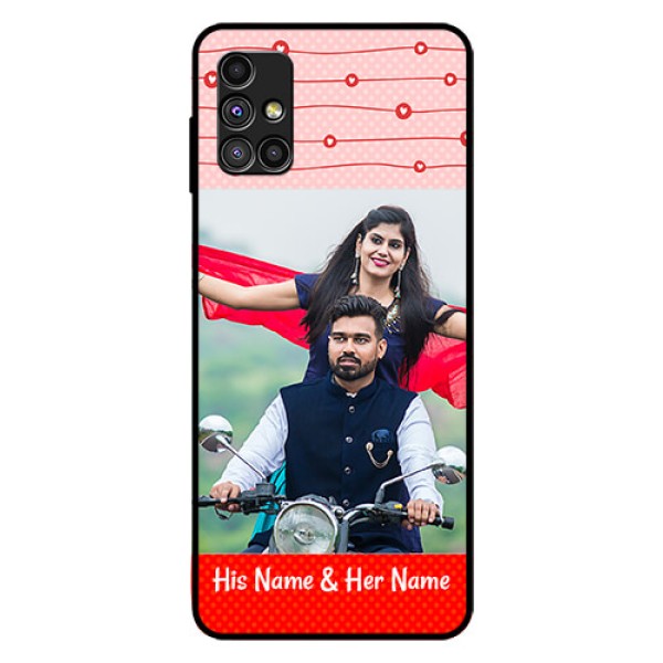 Galaxy M51 Personalized Glass Phone Case  - Red Pattern Case Design