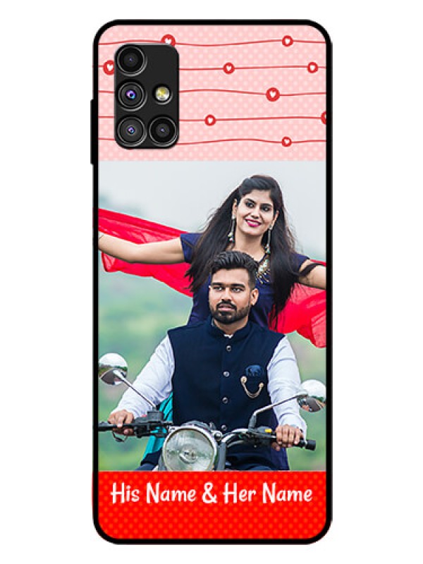 Custom Galaxy M51 Personalized Glass Phone Case  - Red Pattern Case Design