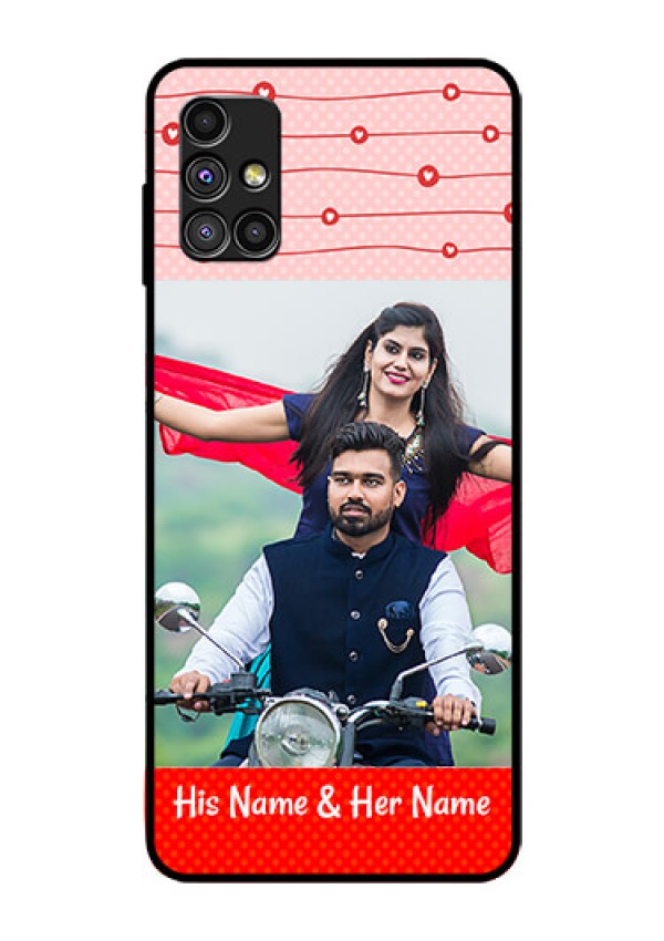 Galaxy M51 Personalized Glass Phone Case  - Red Pattern Case Design