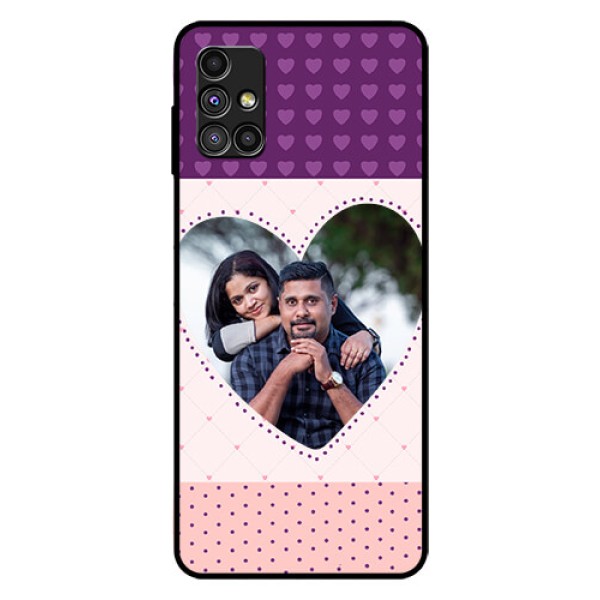 Galaxy M51 Custom Glass Phone Case - Violet Love Dots Design Galaxy M51 Custom Glass Phone Case - Violet Love Dots Design