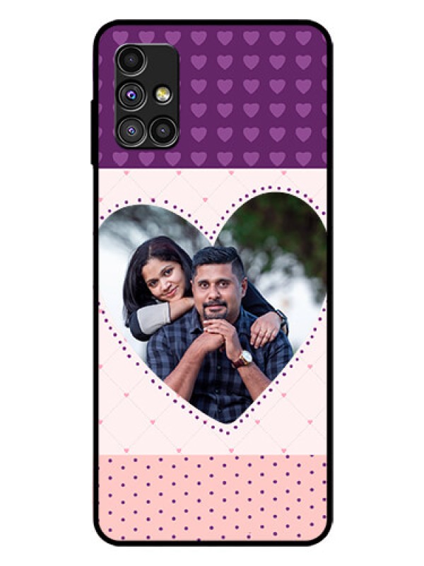 Custom Galaxy M51 Custom Glass Phone Case  - Violet Love Dots Design