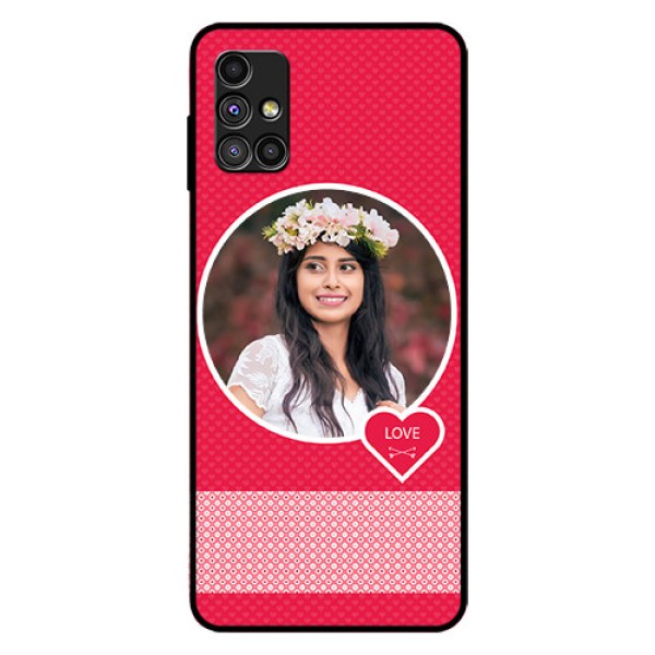Galaxy M51 Personalised Glass Phone Case  - Pink Pattern Design