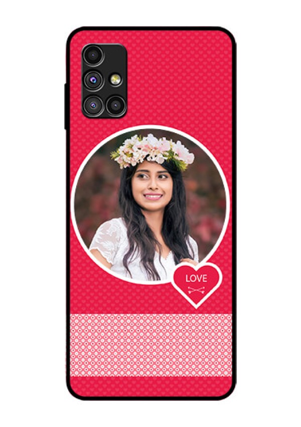 Galaxy M51 Personalised Glass Phone Case  - Pink Pattern Design