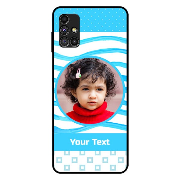 Galaxy M51 Custom Glass Phone Case  - Simple Blue Case Design