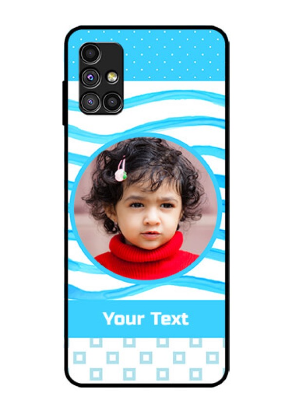 Galaxy M51 Custom Glass Phone Case  - Simple Blue Case Design
