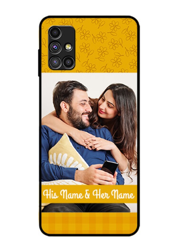 Galaxy M51 Custom Glass Mobile Case  - Yellow Floral Design