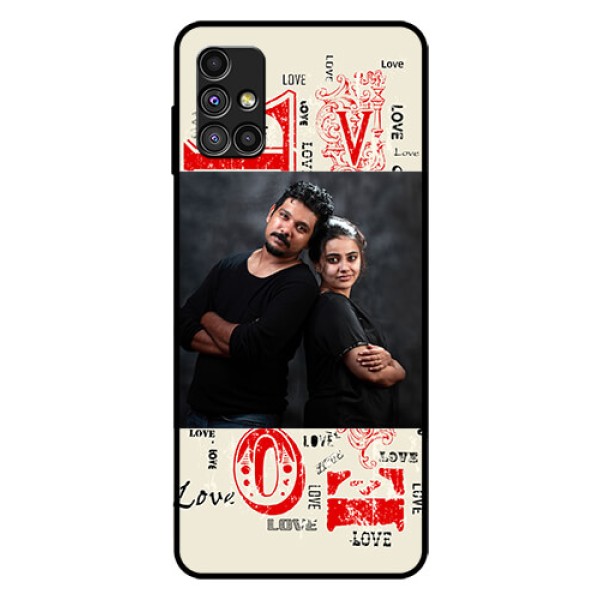 Galaxy M51 Photo Printing on Glass Case  - Trendy Love Design Case
