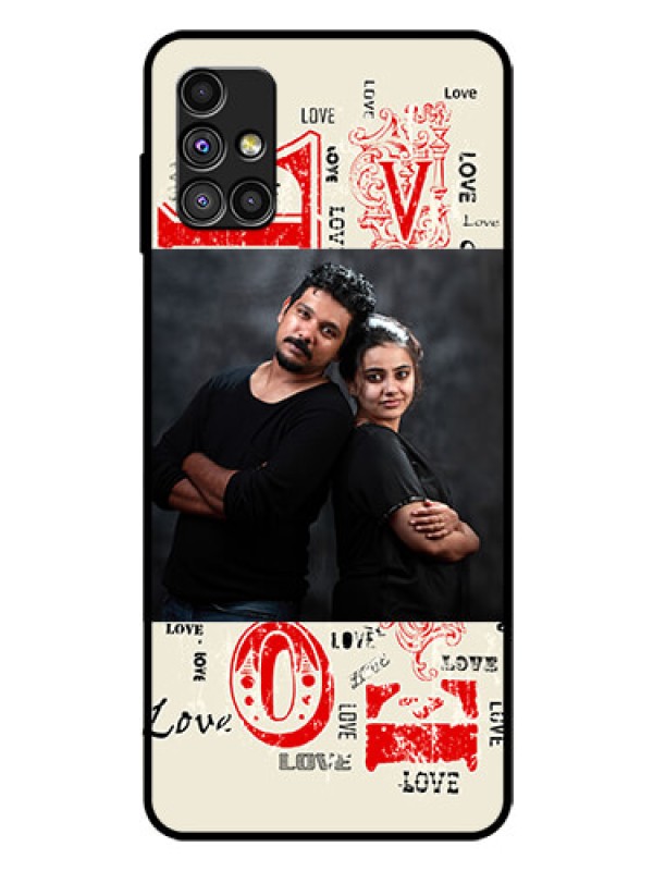Custom Galaxy M51 Photo Printing on Glass Case  - Trendy Love Design Case