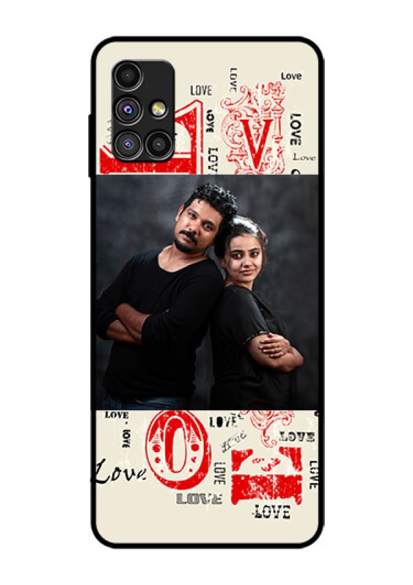 Galaxy M51 Photo Printing on Glass Case  - Trendy Love Design Case