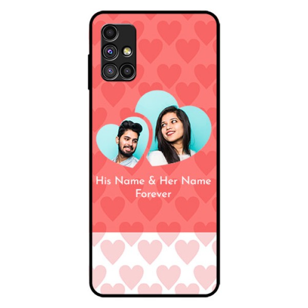 Galaxy M51 Personalized Glass Phone Case  - Couple Pic Upload Design
