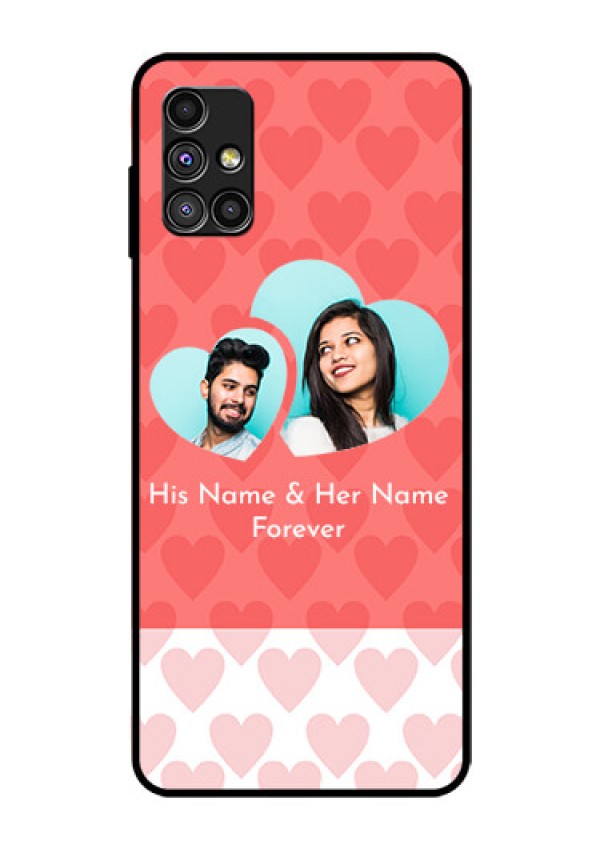 Galaxy M51 Personalized Glass Phone Case  - Couple Pic Upload Design