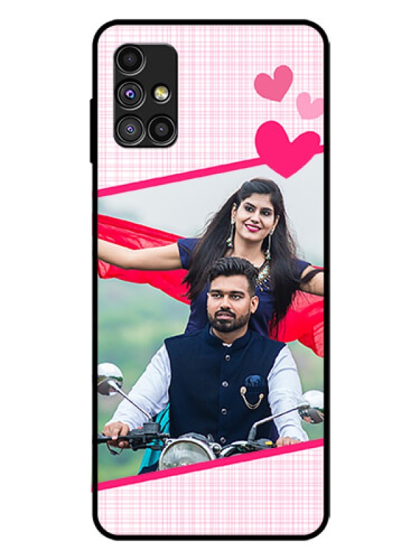 Custom Galaxy M51 Custom Glass Phone Case  - Love Shape Heart Design