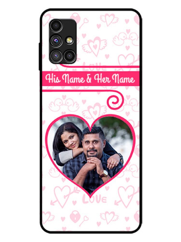 Custom Galaxy M51 Personalized Glass Phone Case  - Heart Shape Love Design