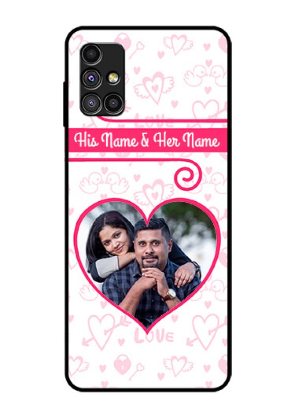 Galaxy M51 Personalized Glass Phone Case  - Heart Shape Love Design