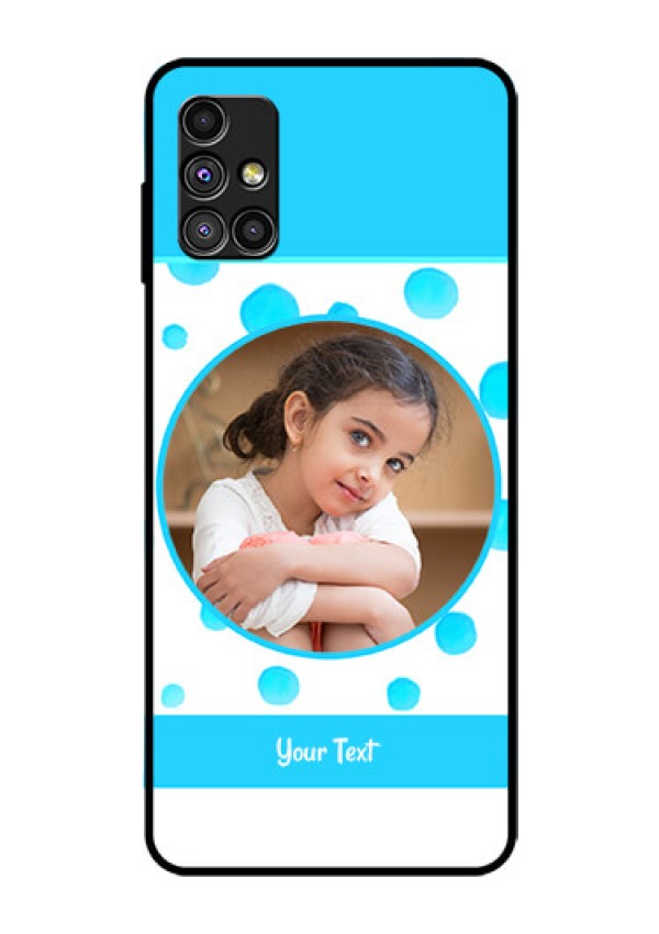 Galaxy M51 Photo Printing on Glass Case  - Blue Bubbles Pattern Design
