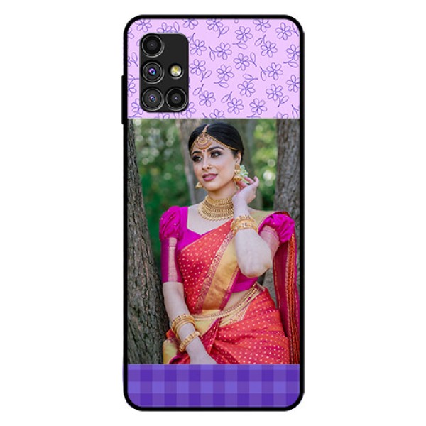 Galaxy M51 Custom Glass Phone Case - Purple Floral Design Galaxy M51 Custom Glass Phone Case - Purple Floral Design