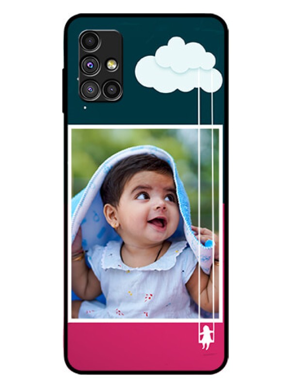 Custom Galaxy M51 Custom Glass Phone Case  - Cute Girl with Cloud Design