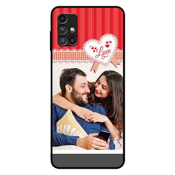 Galaxy M51 Custom Glass Mobile Case  - Red Love Pattern Design