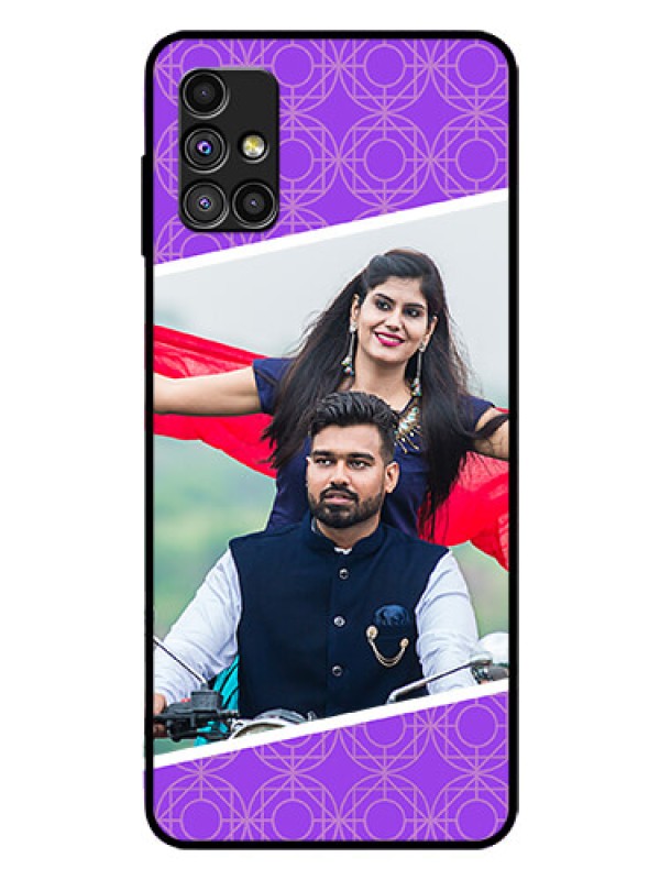 Custom Galaxy M51 Custom Glass Phone Case  - Violet Pattern Design