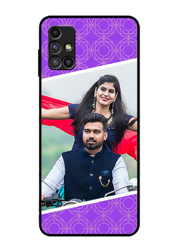 Galaxy M51 Custom Glass Phone Case  - Violet Pattern Design