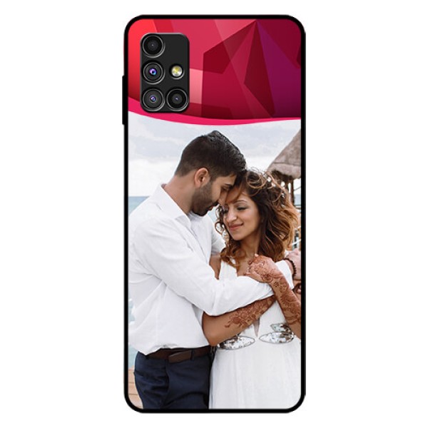 Galaxy M51 Custom Glass Mobile Case - Red Abstract Design Galaxy M51 Custom Glass Mobile Case - Red Abstract Design