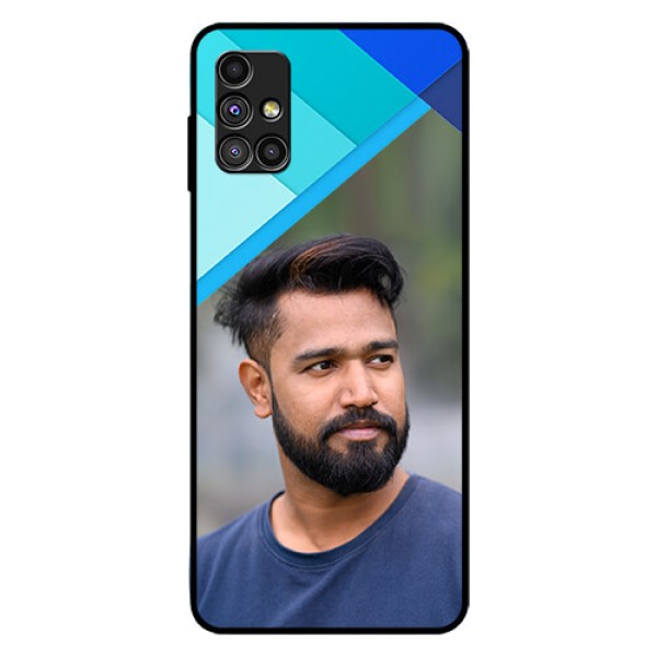 Galaxy M51 Custom Glass Phone Case - Blue Pattern Design Galaxy M51 Custom Glass Phone Case - Blue Pattern Design