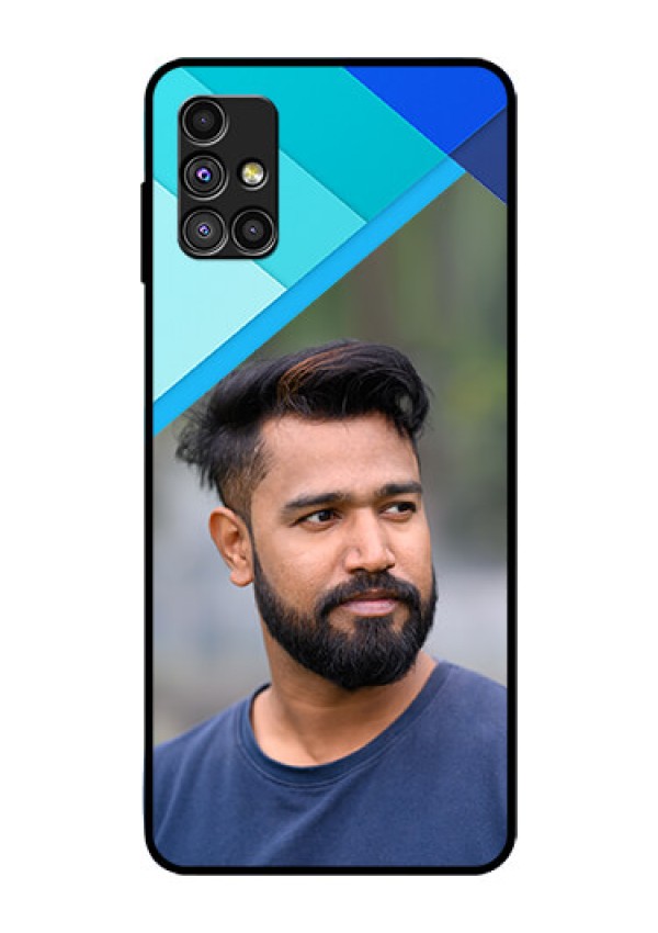 Galaxy M51 Custom Glass Phone Case  - Blue Pattern Design