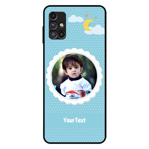 Galaxy M51 Personalised Glass Phone Case  - Violet Pattern Design